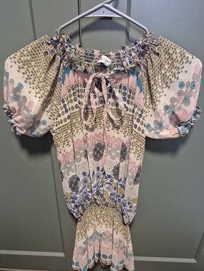 Boho Vintage Pastel Chiffon Top